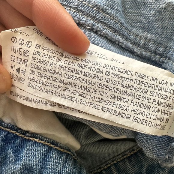 Distressed Overall Jeans, bleached ombre light blue denim - 90s Style - Picture 6 of 8